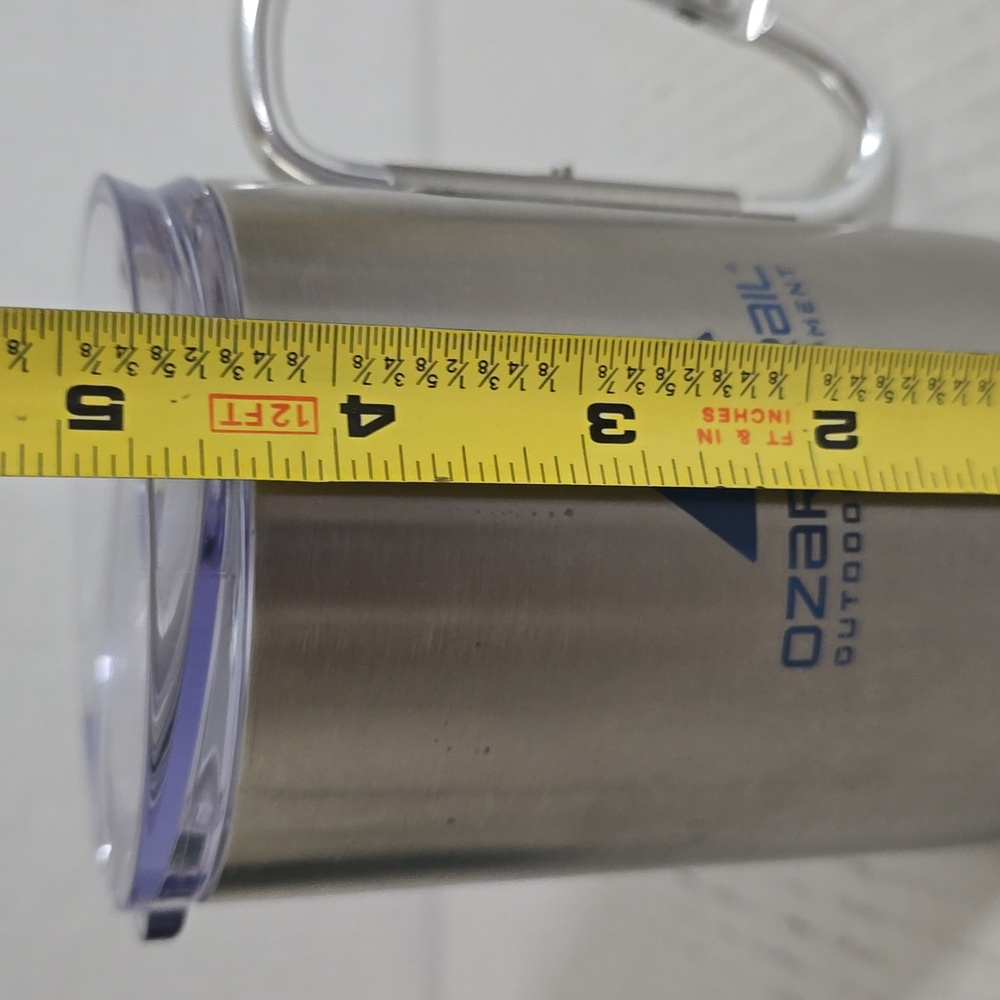 NEW Ozark Trail Silver Mug with Blue Logo and Carabiner Handle - Picture 15 of 16